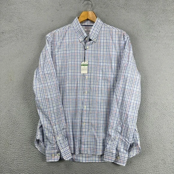 Jos. A. Bank 1905 Button Down Shirt Adult XL Blue Multi Plaid Slim Fit Mens NEW